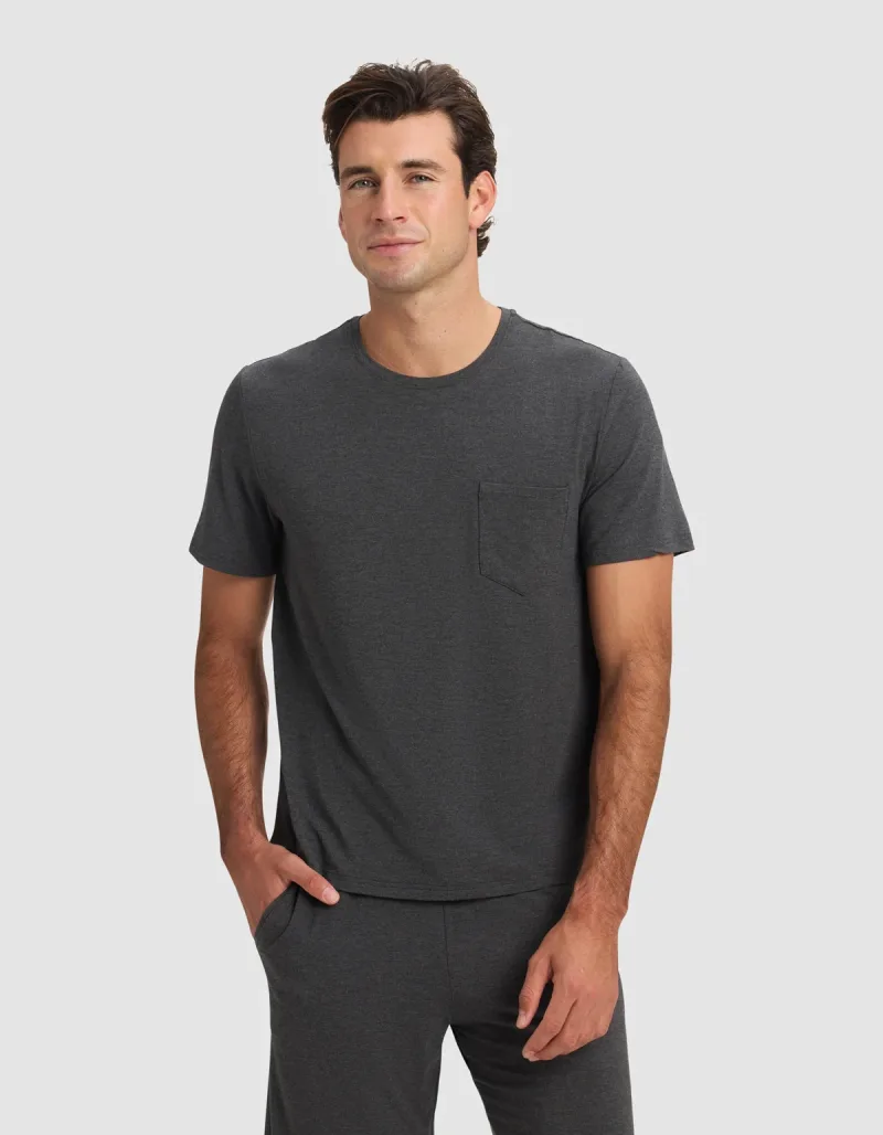Herre Bambus Stretch-Strik Kortærmet Pyjamas T-shirt