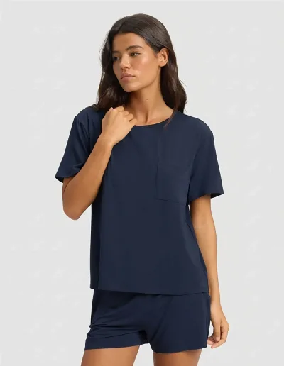 Damen Bamboo Stretch-Knit Lounge-T-Shirt