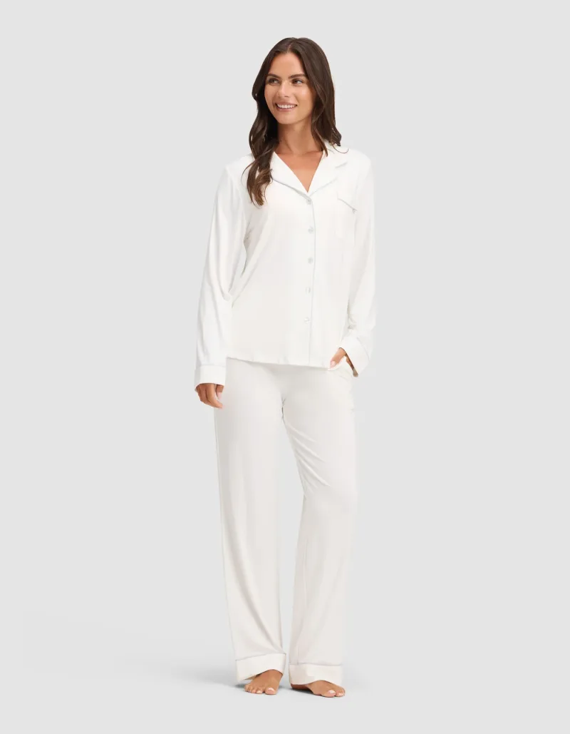 Ensemble pyjama manches longues en maille extensible en bambou pour femme - Grande taille